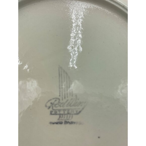 Vintage Red Wing Pottery Hand-Painted Fruit Design Scalloped Edge Bowl 12” - Picture 3 of 6